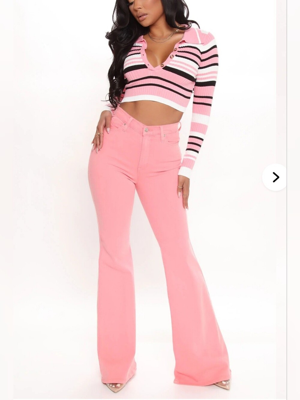Fashion Nova Pink Flare Jeans - High Rise Wide Leg SUPER STRETCHY NEW WITH TAG 5